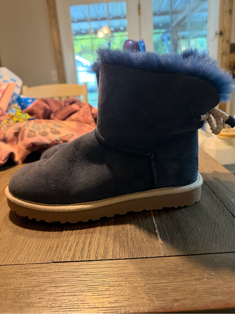 UGG Navy Shearling-Lined Short Boot